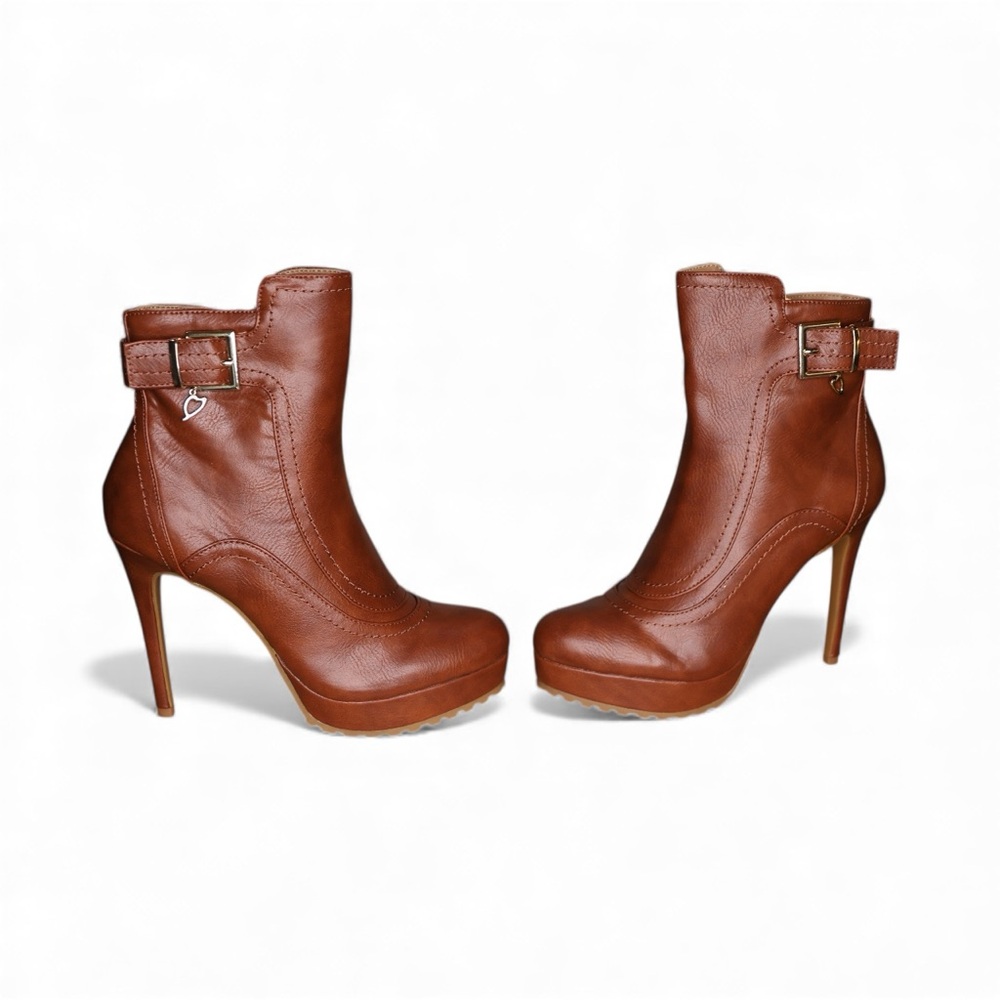 Thalia Sodi Cara Zipper Buckle Platform Heel in Cognac Women’s size 7M (US) - Picture 2 of 9